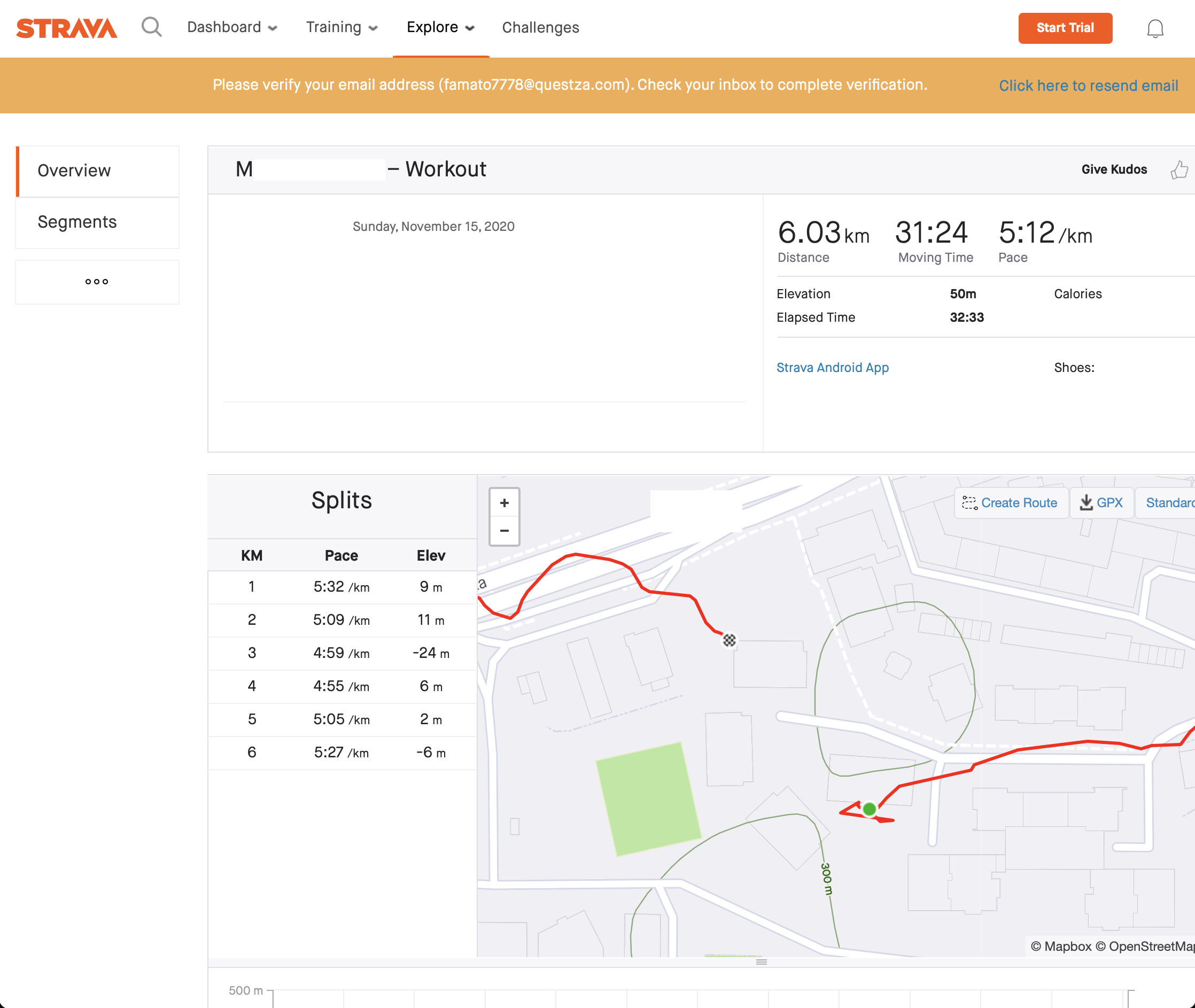 Zrzut ekranu profilu Strava